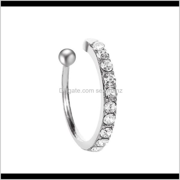 

earrings drop delivery 2021 1pc tiny cuff, dainty conch hie non pierced cz ear cuff nose ring fashion jewelry 219 r2 o2vne, Silver