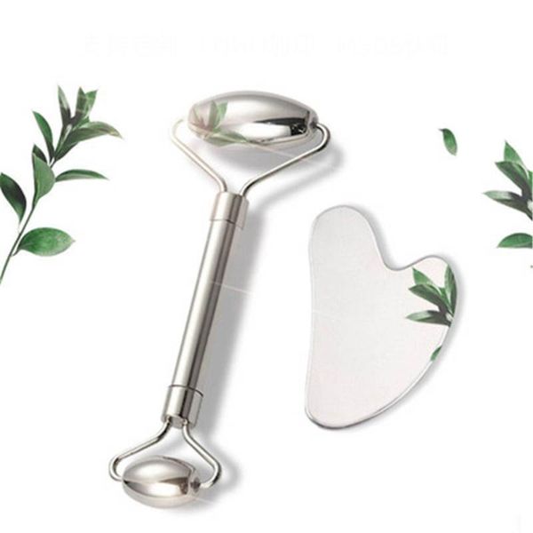 

resistance bands roller gua sha tool set stainless steel facial face care massage crystal jade rose quartz health anti wrinkle cellulite mas