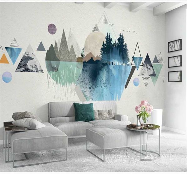 

wallpapers milofi modern simple personality geometric mural tv living room interior decorative wallpaper custom 8d waterproof wall cloth