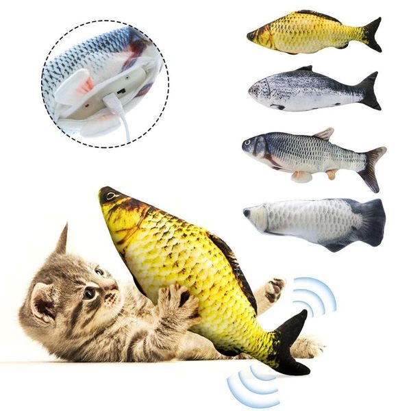 

cat toys toy wagging fish electric jump automatic simulated usb plush interactive rechargeable chew