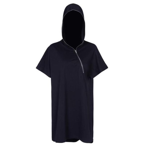 

women's t-shirt vintage goth women short sleeve hooded black t-shirts gothic streetwear female casual zipper tee, White