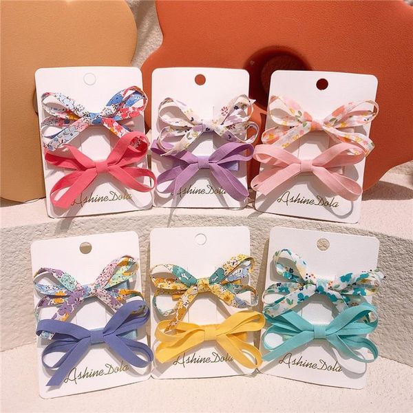 

hair accessories 2021 fashion children's floral fabric bow hairpin korean sweet girl princess beautiful duckbill clip kids, Slivery;white