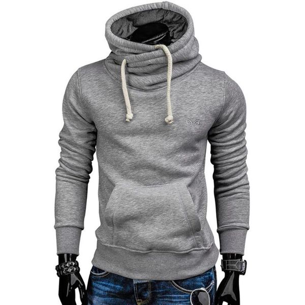 

men's hoodies & sweatshirts men sport slim fit hooded casual sweatshirt big pocket winter warm pullover high neck clothing man, Black