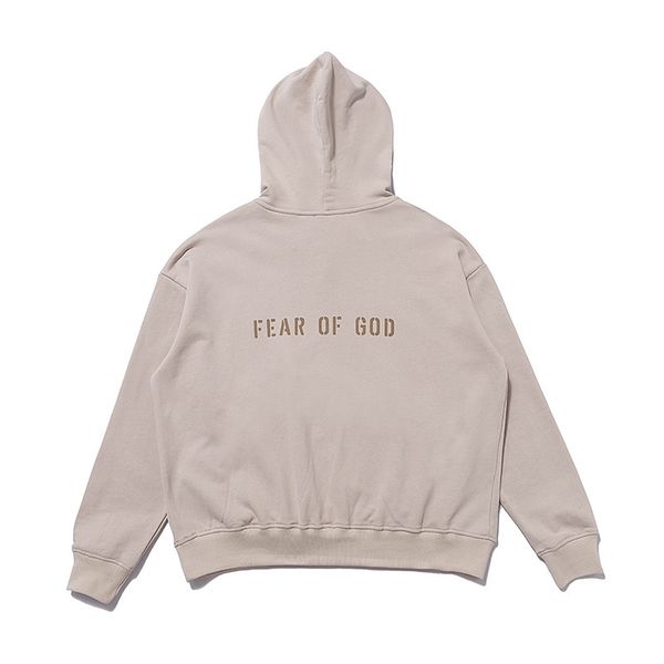 

autumn winter 2021 ear of god essentials double thread back letter fog men's and women's loose sweater hoodie, Black