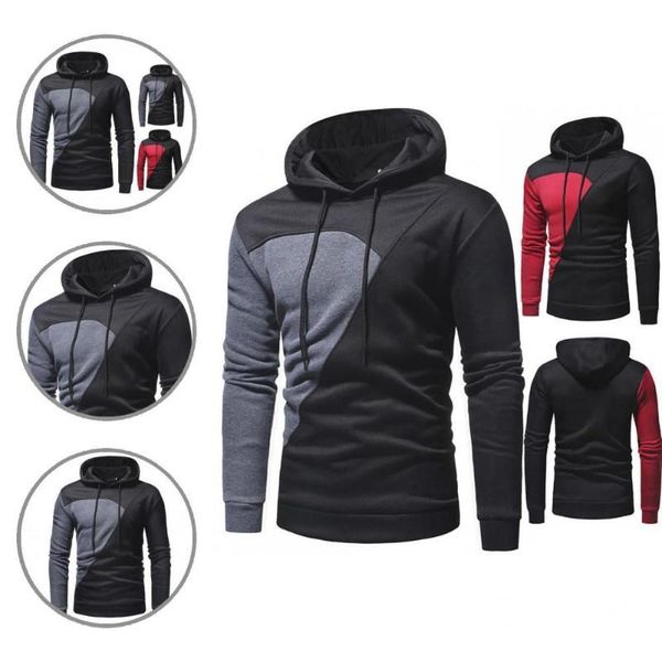 

men's sweaters trendy men sweatshirt warm ultra soft patchwork hooded male pullover sports, White;black