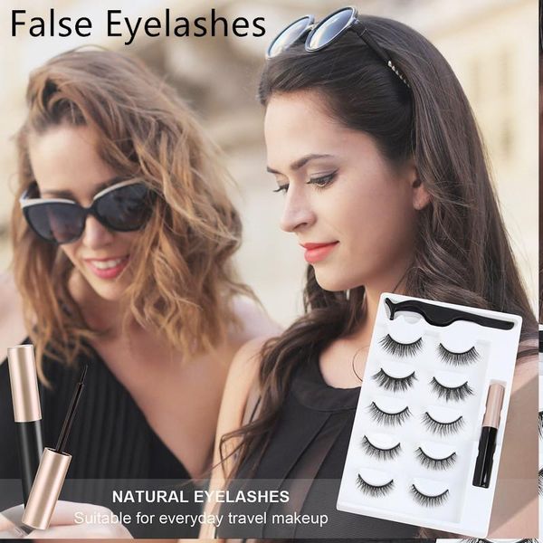 

pairs of self-adhesive false eyelashes set with eyeliner and tweezers to naturally curl eye makeup1