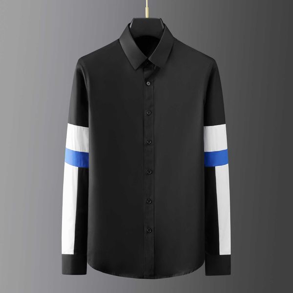 

splicing men shirts long sleeve slim casual shirt male business social formal shirts stage banquet tuxedo clothing 210527, White;black