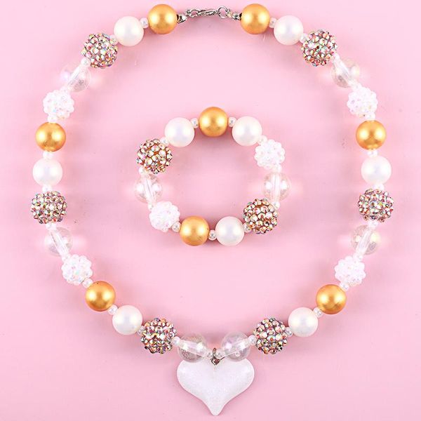 

earrings & necklace makersland children jewelry kids toys bracelet sets heart bow bracelets candy color beaded cute design year gifts, Silver