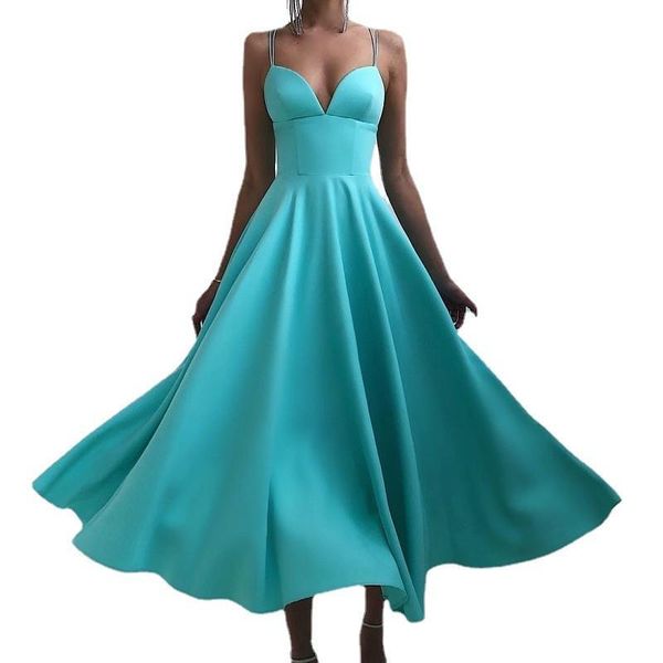 

casual dresses summer solid color sling dress women 2021 temperament slim large swing multicolor evening party mid-length female lr1471, Black;gray