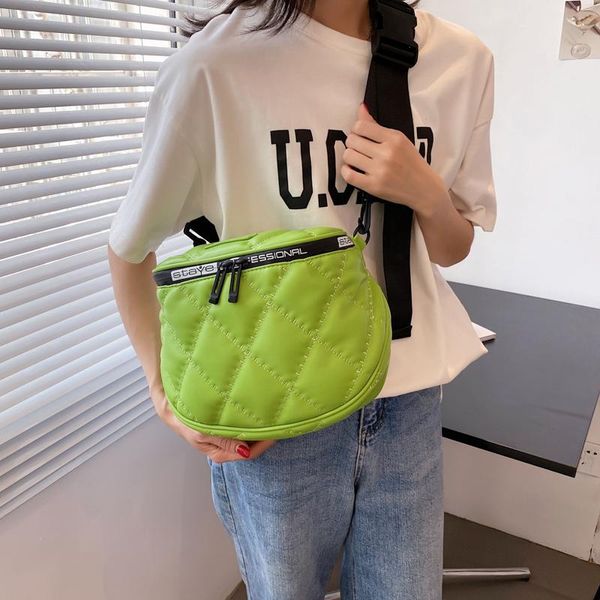 

waist bags leather shoulder crossbody bag quilted luxury female belt chest pack semicircle saddle casual lady fanny