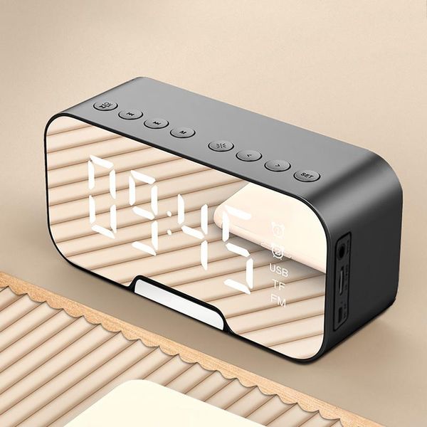 

other clocks & accessories digital alarm clock fm radio wireless bluetooth mirror led with speaker portable stereo bass-heavy