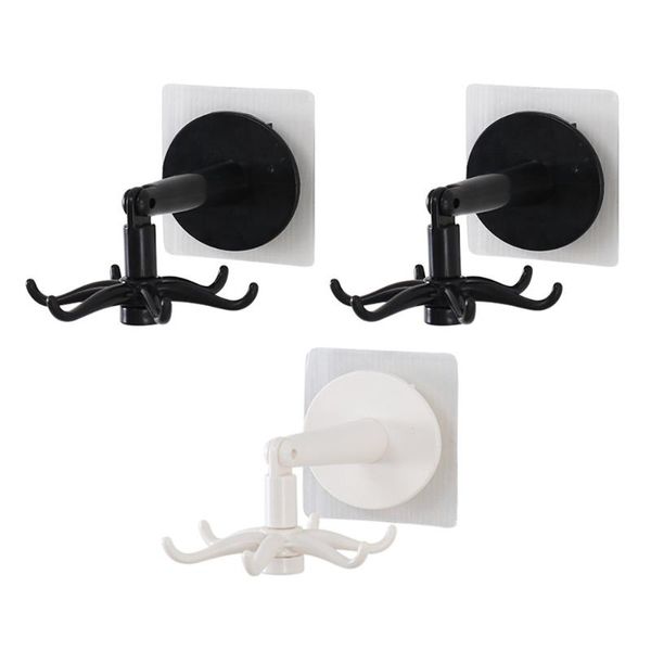 

hooks & rails 3pcs creative rotatable kitchen bathroom adhesive hook wall