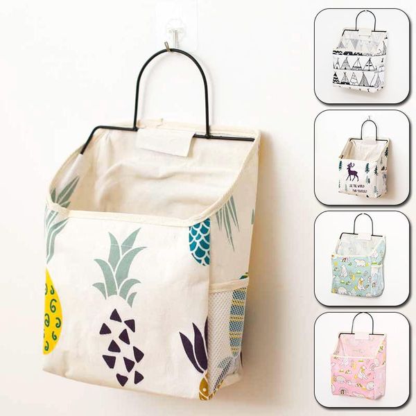 

storage bags wall hanging bag book magazine mobile phone holder with hook pocket containers