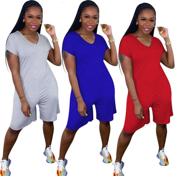 

d8249 women's v-neck solid short sleeve waistless wide leg pants, Black;white