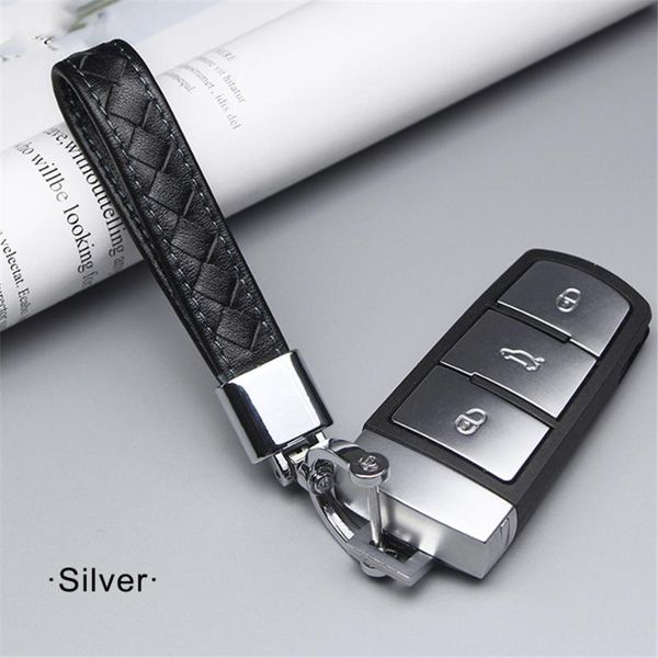 

keychains 360 degree rotating car keyrings for daewoo matiz nexia lanos nubira lacetti key chain ring business hand woven leather keychain, Silver