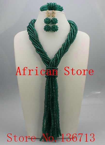 

earrings & necklace est african beads jewelry set nigerian wedding 7 color multi layer / women sd103-8, Silver