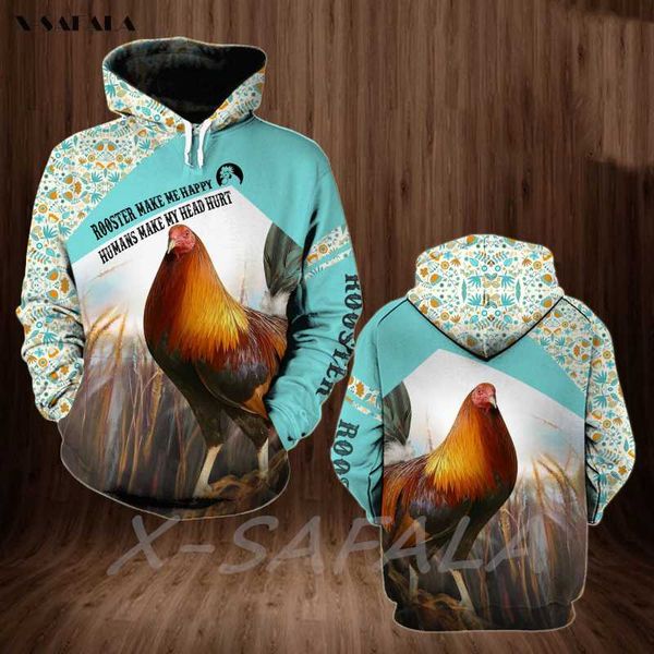 

men's hoodies & sweatshirts rooster make me happy 3d printed hoodie man female zipper pullover sweatshirt hooded jersey streetwear trac, Black