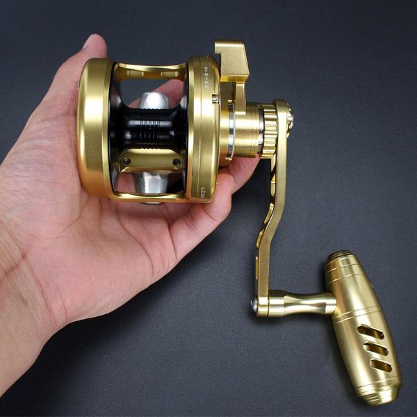 

slow jigging reel pe6 # - 400m max drag 35kg 11bb drum full metal alloy deep-sea fishing trolling baitcasting reels