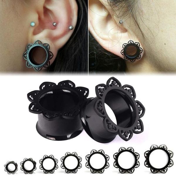 

other 1pair flowers fashion ear plugs tunnels earlobe piercings flesh tunnel gauge expander earring gauges body jewelry, Slivery;golden