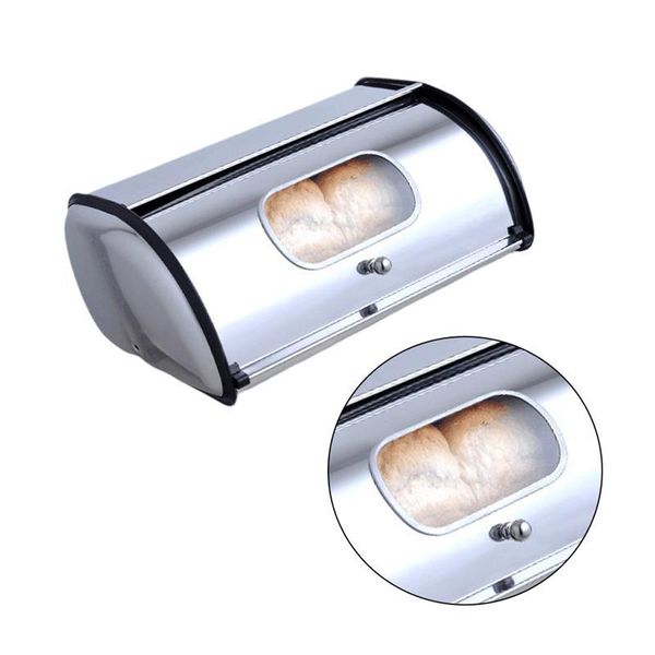 

storage bottles & jars stainless steel bread case with window cake container home kitchen box organizer bakery gadget