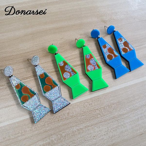

dangle & chandelier donarsei exaggerated lava lamp long drop earrings for women fashion geometric acrylic party, Silver