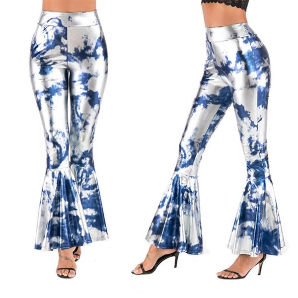 

women's pants & capris elastic high waist flare trousers camou prtint bodycon skinny bell bottom stretch pant casual, Black;white