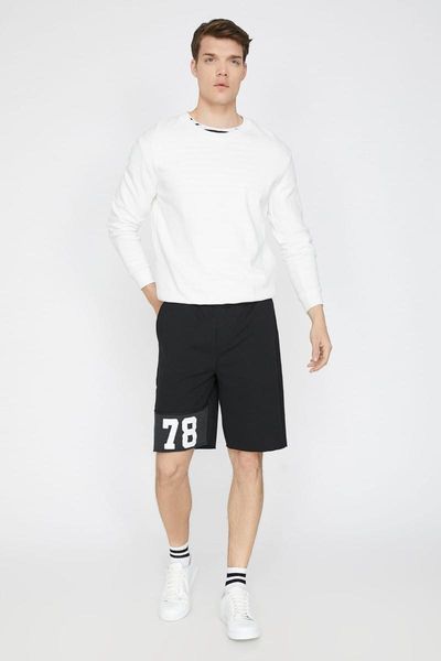 

koton male black printed sort 9 yam44152ok men's shorts, White;black