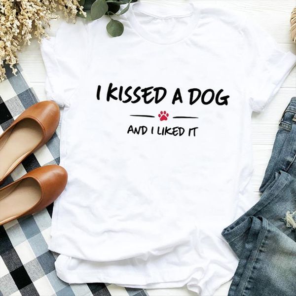 

cartoon letter dog lover animal women t shirt 90s print tee clothes graphic, White