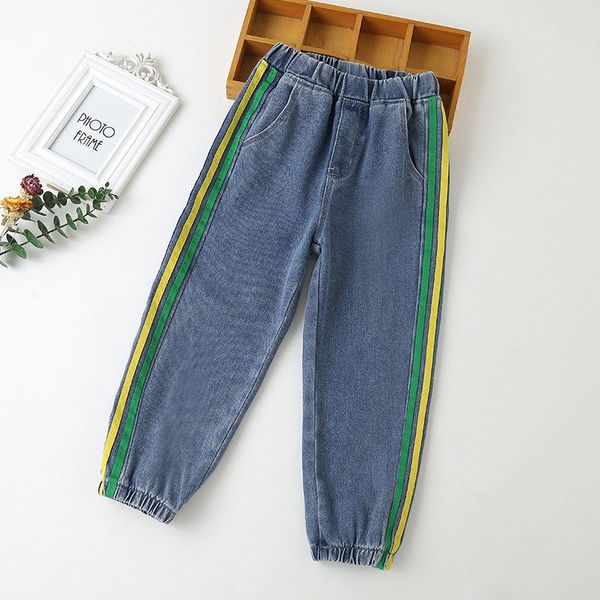 

jeans boys casual denim pants for children fashion kids clothes elastic waist trousers spring autumn teenagers boy loose, Blue