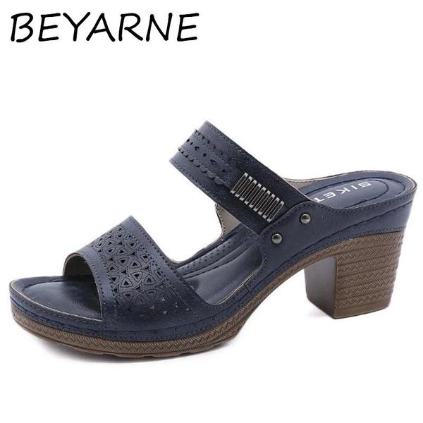 

sandals beyaromen's slippers 2021 summer 7cm high heels women shoes woman fashion, Black