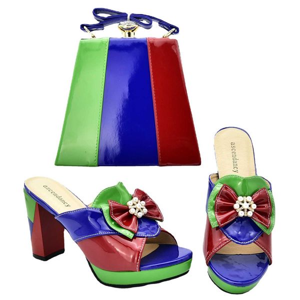 

2021 summer fashion color matching colorful pu bag with fish mouth high sandal large women's shoe, Black