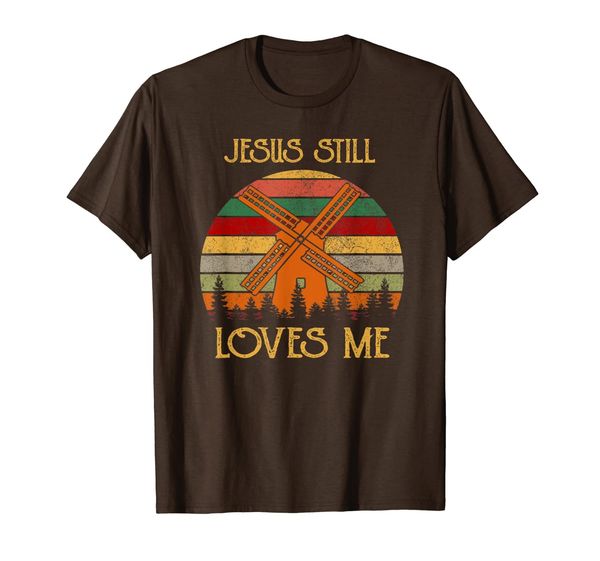 

vintage windmill jesus still loves me t-shirt, White;black