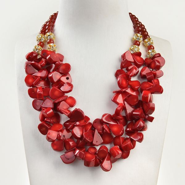 

guaiguai jewelry 2 strands coral carnelian necklace for women real gems stone lady fashion jewellery, Silver