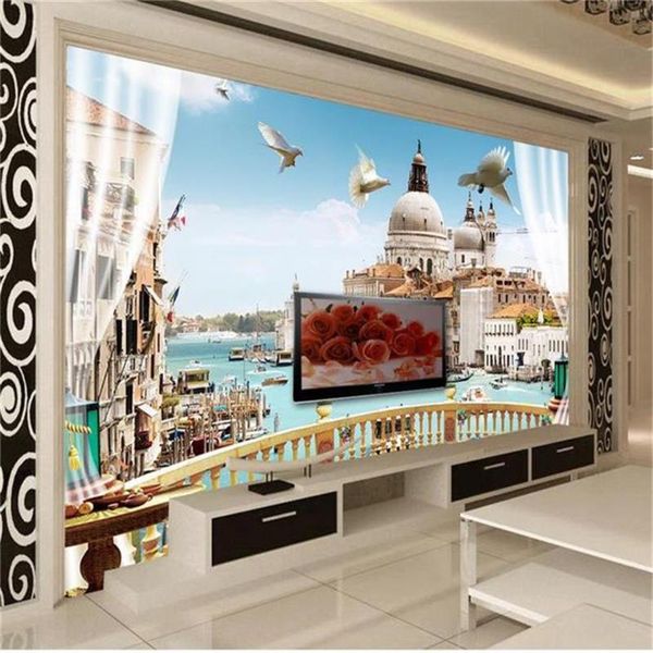 

custom size 3d po wallpaper mural living room window balcony roman scenery picture sofa tv backdrop for wall wallpapers
