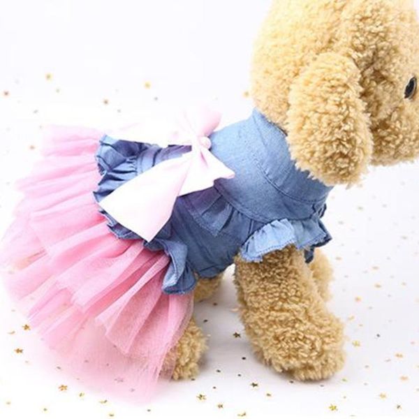 

1pcs spring fashion pet dog clothes jeans skirt supplies apparel