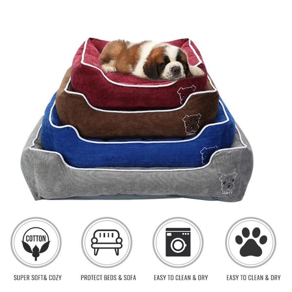 

kennels & pens sofa dog beds waterproof bottom soft corduroy warm cat bed house washable cute pattern kennel deep sleep