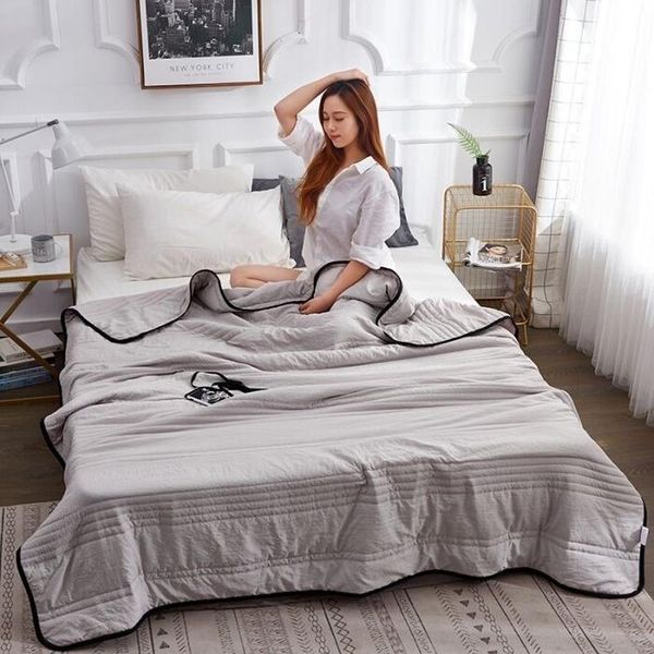 

blankets summer washed cotton blanket air conditioner quilt queen size comforter bed cover cool for beds solid soft bedding