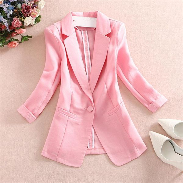 

women's suits & blazers fashion blazer women casual cotton and linen suit jacket casaco feminino plus size oversize black mujer outerwe, White;black