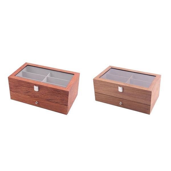 

watch boxes & cases box, 12-slot wooden case storage box with jewelry drawer for and display, Black;blue