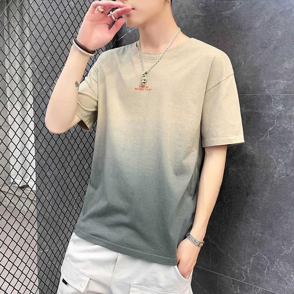 

men's t-shirts 2021 men t-shirt casual loose half sleeve cotton contrast color letter printed summer, White;black
