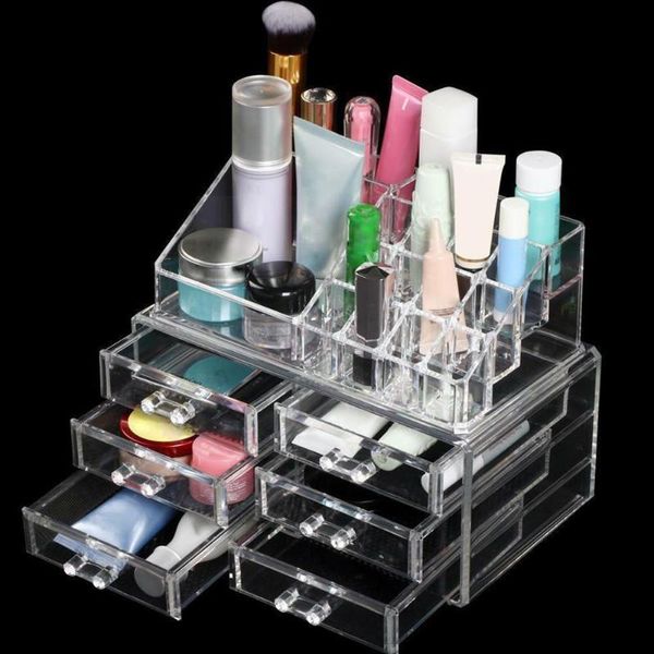 

storage bottles & jars cosmetic container makeup organizer box bins up jewelry display holder tools women make beauty bedroom acrylic plas g