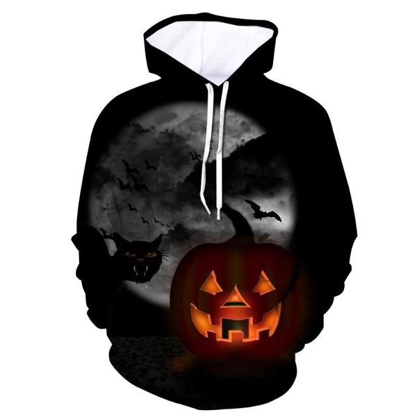 

men's hoodies & sweatshirts 3d rib skull bone print hooded clown hallowmas cosplay men/women autumn long sleeve loose sweatshirt drop, Black