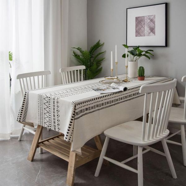 

table cloth bohemian style black white geometric dustproof rectangular kitchen coffee dining tablecloth nappe