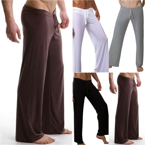 

men's pants plain casual loose sport gym jogging elastic waist long trouser, Black