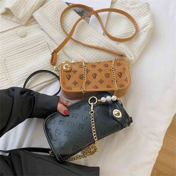 

80% off outlet store bag women's bag new simple and fashionable embossed chain texture single shoulder messenger small square factory o, Black;red