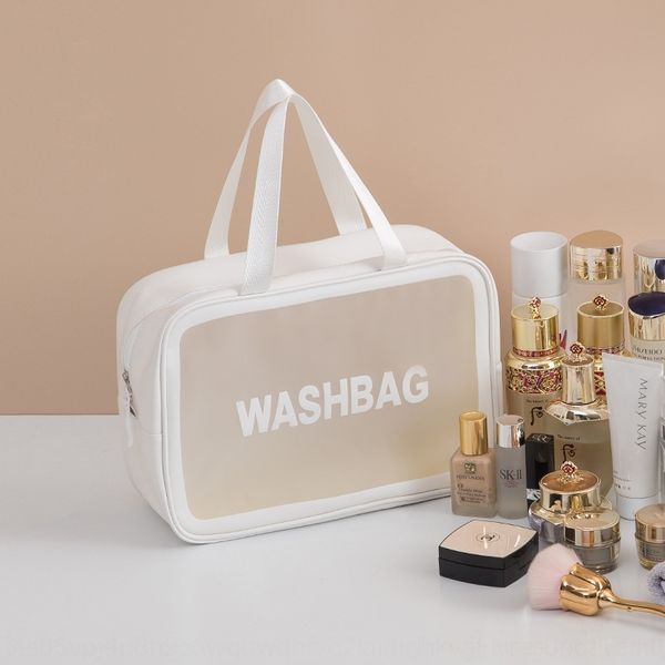 

4sqr korean pvc transparent waterproof women's large cosmetic capacity storage bags portable travel scrub wash cosmetic storage bag