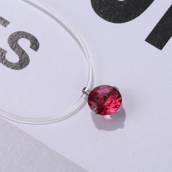 

chokers 2021 selling invisible fishing line necklace girl trend clavicle chain round red pendant net jewelry female, Golden;silver