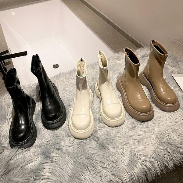 

boots leather women's autumn 2021 british style low-tube small short net red comfortable casual single, Black