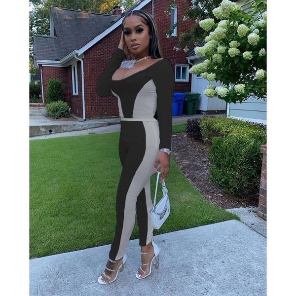 

women's tracksuits felyn 2021 quality fashion design 2 pcs women set patchwork long pants autumn elastic outfits, Gray