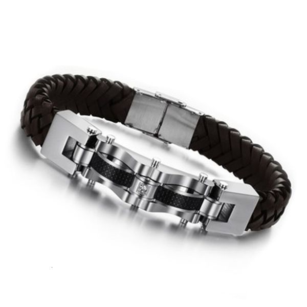 

bangles bracelets titanium steel bracelet for men's leather lcl804, Black